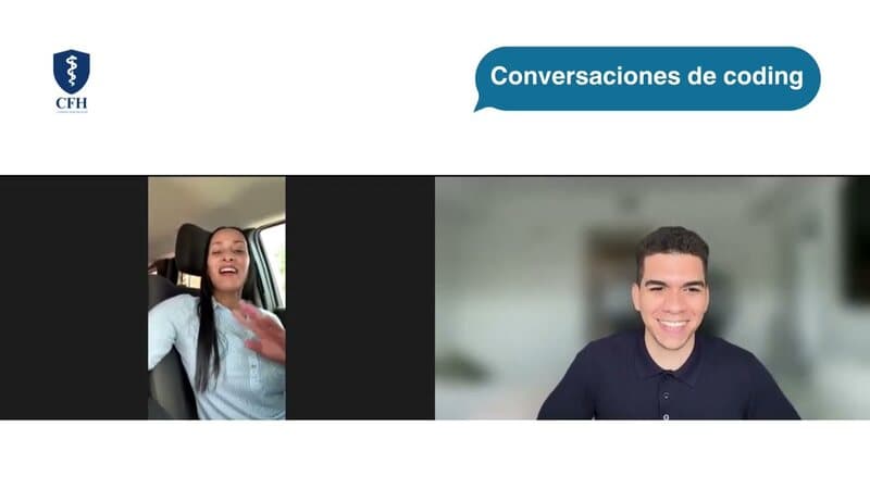 Yudelka Espinal during her interview on Conversaciones de coding, by Codingforhealth